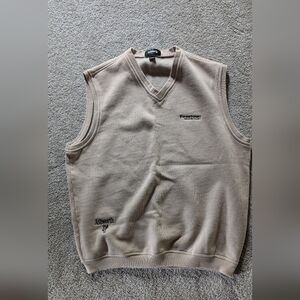Men's L Golf taupe sweater vest, Firestone Country Club
